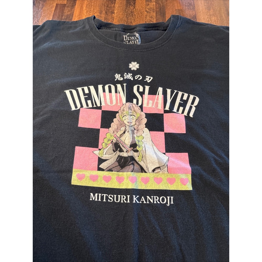 Demon Slayer Mitsuri Kanroji Love Hashira Black Graphic T-Shirt XL Anime Tee